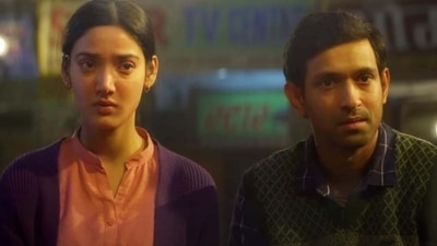 Medha Shankr and Vikrant Massey in a still from 12th Fail. (2023) Medha Shankr and Vikrant Massey in a still from 12th Fail. (2023)