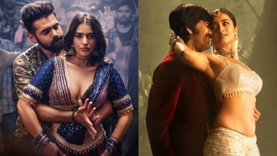 Double iSmart vs Mr Bachchan box office report: Ram Pothineni, Kavya Thapar, Ravi Teja and Bhagyashri Borse in stills from the films. Double iSmart vs Mr Bachchan box office report: Ram Pothineni, Kavya Thapar, Ravi Teja and Bhagyashri Borse in stills from the films.