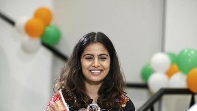 Paris Olympics medallist Manu Bhaker visited the Hindustan Times office on Friday. (RAJ K RAJ /HT PHOTO) Paris Olympics medallist Manu Bhaker visited the Hindustan Times office on Friday. (RAJ K RAJ /HT PHOTO)