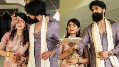 Radhika Pandit and Yash celebrated Varamahalakshmi Vratam with their children. Radhika Pandit and Yash celebrated Varamahalakshmi Vratam with their children.