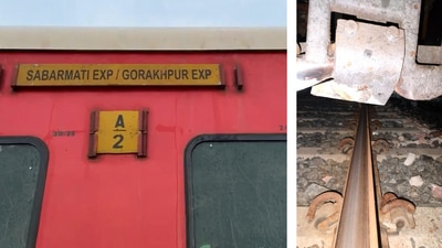 Sabarmati Express derails: Ahmedabad-bound train 'hit by objects placed on track' near Kanpur. Sabarmati Express derails: Ahmedabad-bound train 'hit by objects placed on track' near Kanpur.