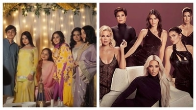 Uorfi Javed with her family on Follow Kar Lo Yaar; Kim Kardashian is now seen with her family on The Kardashians.
