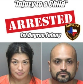 Mugshots of the parents shared by the authorities. (Facebook/Sheriff David Soward, Atascosa County, Texas ) Mugshots of the parents shared by the authorities. (Facebook/Sheriff David Soward, Atascosa County, Texas )