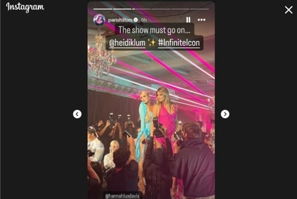 Paris Hilton and Heidi Klum on the set of Bad Bi*ch Academy music video. Paris Hilton and Heidi Klum on the set of Bad Bi*ch Academy music video.