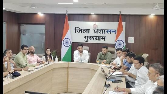 Gurugram district commissioner and election officer, Nishant Kumar Yadav on Saturday said, the tasks related to polling stations, counting centres, Electronic Voting Machines (EVMs) and voter lists are being swiftly executed. (HT PHOTO) Gurugram district commissioner and election officer, Nishant Kumar Yadav on Saturday said, the tasks related to polling stations, counting centres, Electronic Voting Machines (EVMs) and voter lists are being swiftly executed. (HT PHOTO)
