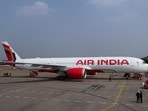 An Air India aeroplane at a runway in Hyderabad. An Air India aeroplane at a runway in Hyderabad.