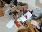 The post includes a video showing the state of their new home, with trollies, bags, and suitcases strewn around in disarray. The post includes a video showing the state of their new home, with trollies, bags, and suitcases strewn around in disarray.