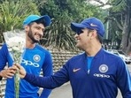 Khaleel Ahmed with legendary India captain MS Dhoni during India tour of New Zealand in 2019. Khaleel Ahmed with legendary India captain MS Dhoni during India tour of New Zealand in 2019.