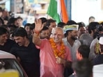 Senior AAP leader and former deputy CM Manish Sisodia during his padyatra in west Vinod Nagar in New Delhi on August 17, 2024.