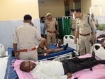 Bulandshahr: Injured being treated at a hospital after a collision between a pickup van and a bus, in Bulandshahr, Sunday, Aug. 18, 2024. At least ten people were killed and 27 others suffered injuries in the accident, according to officials. 