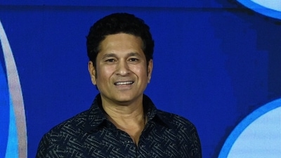 Indian former international cricketer Sachin Tendulkar (ISPL as a core committee member) during the launch of India's pioneering tennis ball T10 cricket tournament Season 2 (AFP) Indian former international cricketer Sachin Tendulkar (ISPL as a core committee member) during the launch of India's pioneering tennis ball T10 cricket tournament Season 2 (AFP)