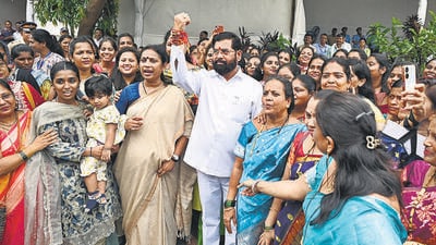 On Saturday, when the Mahayuti government in Maharashtra officially rolled out the scheme, chief minister Eknath Shinde said the monthly financial assistance to eligible women could be doubled from ₹1,500 to ₹3,000 if the alliance is re-elected. (HT FILE PHOTO) On Saturday, when the Mahayuti government in Maharashtra officially rolled out the scheme, chief minister Eknath Shinde said the monthly financial assistance to eligible women could be doubled from ₹1,500 to ₹3,000 if the alliance is re-elected. (HT FILE PHOTO)