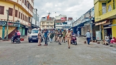 Security personnel deployed to maintain law and order after a student stabbed another boy at a government school on Friday, in Udaipur. (PTI) Security personnel deployed to maintain law and order after a student stabbed another boy at a government school on Friday, in Udaipur. (PTI)