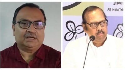 Trinamool Congress leaders Kunal Ghosh (left) and Sukhendu Sekhar Ray. (X/ANI) Trinamool Congress leaders Kunal Ghosh (left) and Sukhendu Sekhar Ray. (X/ANI)