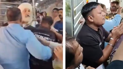 Viral video shows passengers misbehaving with ticket checker; apologise after incident (X) Viral video shows passengers misbehaving with ticket checker; apologise after incident (X)