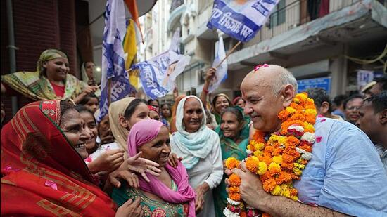 Manish Sisodia in Deoli on Sunday. (HT Photo)