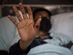 A patient showing his hand with a sore caused by an infection of the monkeypox virus, in the isolation area for monkeypox patients at the Arzobispo Loayza hospital, in Lima, Peru.(AFP/File) A patient showing his hand with a sore caused by an infection of the monkeypox virus, in the isolation area for monkeypox patients at the Arzobispo Loayza hospital, in Lima, Peru.(AFP/File)