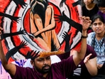 Doctors display a poster during a protest over the RG Kar Medical College incident, at Nirman Bhawan in New Delhi on Monday, Doctors display a poster during a protest over the RG Kar Medical College incident, at Nirman Bhawan in New Delhi on Monday,