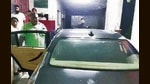 Father of the college student showing the bullet marks on the car and yielding details about the murderous attack on his son in Ludhiana on Monday. (HT Photo) Father of the college student showing the bullet marks on the car and yielding details about the murderous attack on his son in Ludhiana on Monday. (HT Photo)