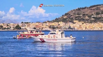 This picture taken from a video released by the Italian Coast Guard on Monday, Aug. 19, 2024, shows the rescue operations in the stretch of Sea near Palermo, Sicily, in southern Italy, where the sailing yacht Bayesian under the UK flag sank early Monday. AP/PTI(AP08_19_2024_000220A) (AP) This picture taken from a video released by the Italian Coast Guard on Monday, Aug. 19, 2024, shows the rescue operations in the stretch of Sea near Palermo, Sicily, in southern Italy, where the sailing yacht Bayesian under the UK flag sank early Monday. AP/PTI(AP08_19_2024_000220A) (AP)