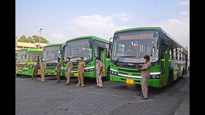 By the year 2021, a total 650 buses were to enter the PMPML fleet. Out of these, 177 buses have not yet arrived. (HT PHOTO)