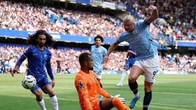 Erling Haaland scored a goal against Chelsea. (Reuters) Erling Haaland scored a goal against Chelsea. (Reuters)