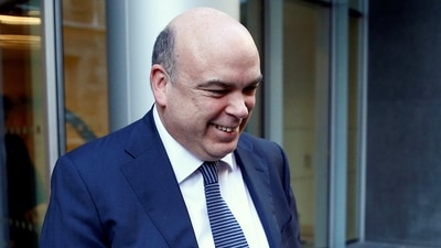 British entrepreneur Mike Lynch leaves the High Court in London, Britain March 25, 2019. (REUTERS)