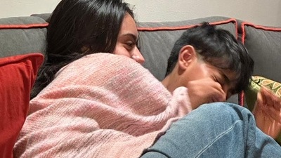 Kajol shared this adorable photo of her children Nysa and Yug writing, “May all the protectors today understand that this is what makes u a man.. make the women around u feel safe enough to live without fear .. let’s teach our sons to be better.” 
