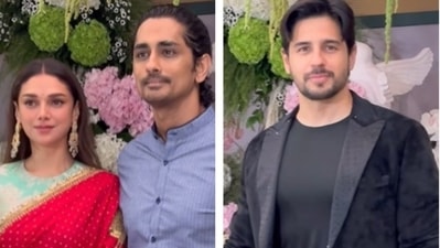 Aditi Rao Hydari, Siddharth, and Sidharth Malhotra at Eka Lakhani's engagement ceremony
