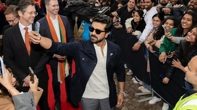 Ram Charan clicked selfies with fans and Mayor Nick Reece recently.