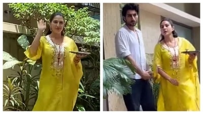 Sara Ali Khan celebrated Rakhi with Ibrahim Ali Khan at their father's residence. (Instagram) Sara Ali Khan celebrated Rakhi with Ibrahim Ali Khan at their father's residence. (Instagram)