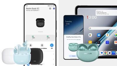The Xiaomi Redmi Buds 5c (left) and the OnePlus Nord Buds 3 Pro. (Official images) The Xiaomi Redmi Buds 5c (left) and the OnePlus Nord Buds 3 Pro. (Official images)