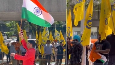 Toronto's India Day Parade: Khalistanis rip Indian flag, yell ‘go back to India’ amid celebrations (@BezirganMocha/X) Toronto's India Day Parade: Khalistanis rip Indian flag, yell ‘go back to India’ amid celebrations (@BezirganMocha/X)