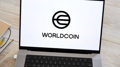 The Worldcoin logo on a laptop arranged in Germantown, New York, US, on Monday, July 24, 2023. Worldcoin, the digital identity and crypto payments project was co-founded by OpenAI Chief Executive Officer Sam Altman (Gabby Jones/Bloomberg) (Bloomberg) The Worldcoin logo on a laptop arranged in Germantown, New York, US, on Monday, July 24, 2023. Worldcoin, the digital identity and crypto payments project was co-founded by OpenAI Chief Executive Officer Sam Altman (Gabby Jones/Bloomberg) (Bloomberg)