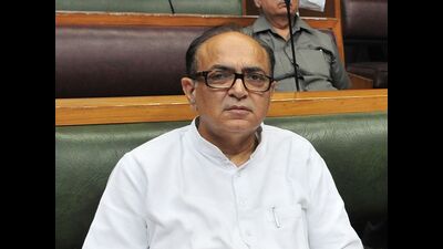 While chairing a meeting of workers in Rewari on Sunday, Congress MLA from Rewari Chiranjeev Rao and his father Ajay Yadav (in pic), former Haryana cabinet minister, said that Rao will file nomination on September 9 because 9 is lucky number for them. (HT File)