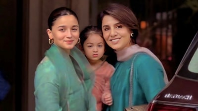 Alia Bhatt and Neetu Kapoor took Raha to Randhir Kapoor's home for Raksha Bandhan. PC: Yogen Shah Alia Bhatt and Neetu Kapoor took Raha to Randhir Kapoor's home for Raksha Bandhan. PC: Yogen Shah