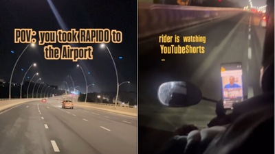 The Rapido driver was seen watching YouTube shorts while speeding on the road. (Instagram/@chefsaichand)