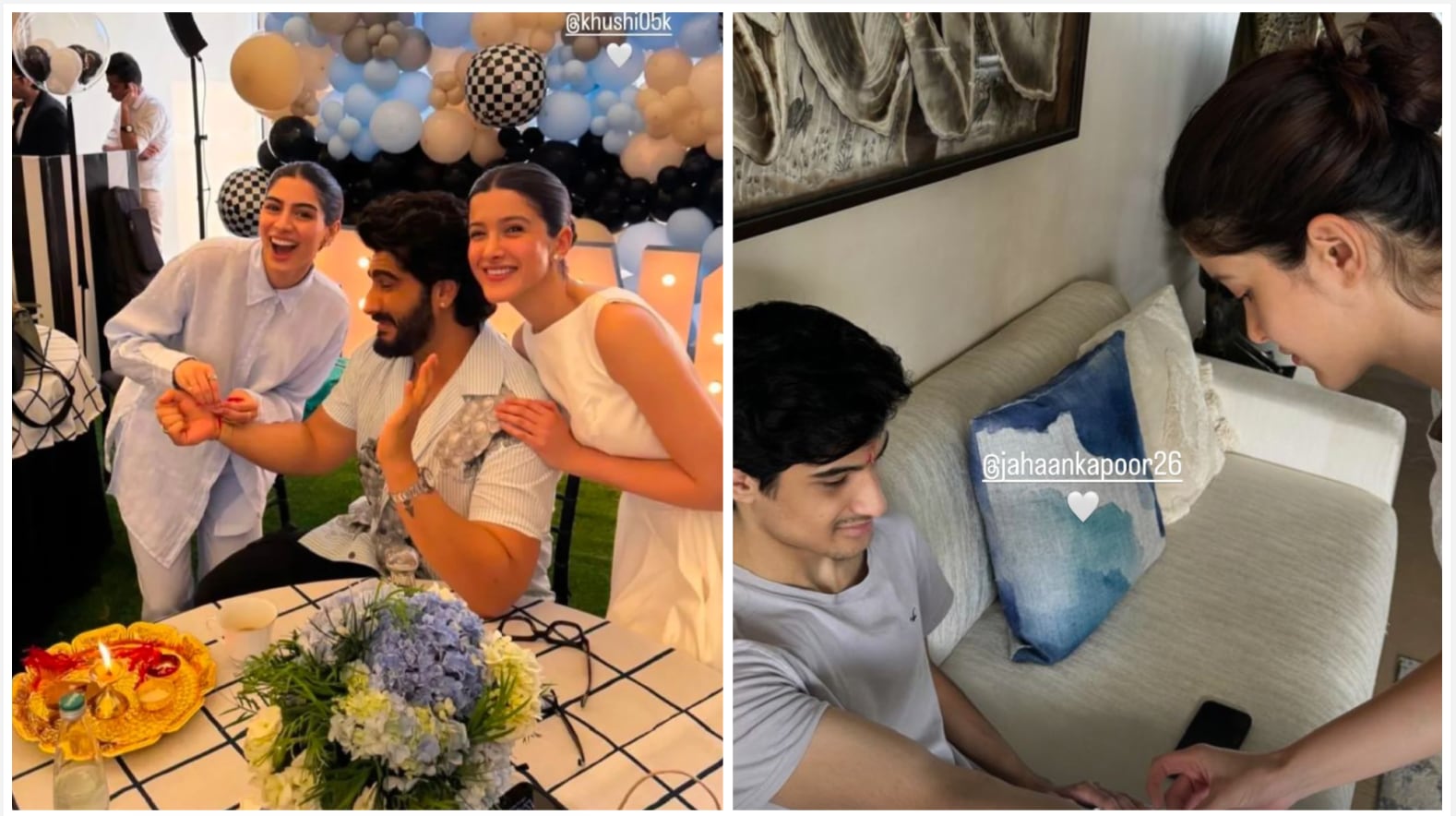 Shanaya and Khushi celebrating Raksha Bandhan with brothers Arjun Kapoor and Jahaan Kapoor.