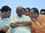 Opposition's Indian National Developmental Inclusive Alliance (INDIA) leaders Rahul Gandhi, Sharad Pawar and Uddhav Thackeray during a press conference after the bloc leaders meeting, in Mumbai Opposition's Indian National Developmental Inclusive Alliance (INDIA) leaders Rahul Gandhi, Sharad Pawar and Uddhav Thackeray during a press conference after the bloc leaders meeting, in Mumbai
