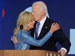 President Joe Biden kisses first lady Jill Biden after speaking at the Democratic National Convention on Monday, Aug. 19, 2024, in Chicago. AP/PTI(AP08_20_2024_000117A)