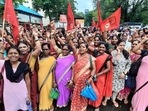 Anganwadi workers and helpers, who come under the state women and child welfare department, are currently paid <span class='webrupee'>₹</span>10,500 and <span class='webrupee'>₹</span>5,500 per month, respectively. In December 2023, following a long-drawn agitation, the state government had promised to raise their salaries along the lines of ASHA workers, who come under the public health department (HT PHOTO) Anganwadi workers and helpers, who come under the state women and child welfare department, are currently paid <span class='webrupee'>₹</span>10,500 and <span class='webrupee'>₹</span>5,500 per month, respectively. In December 2023, following a long-drawn agitation, the state government had promised to raise their salaries along the lines of ASHA workers, who come under the public health department (HT PHOTO)