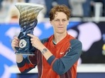 Jannik Sinner of Italy poses with the Rookwood Cup after defeating Frances Tiafoe of the United States during the men's final of the Cincinnati Open Jannik Sinner of Italy poses with the Rookwood Cup after defeating Frances Tiafoe of the United States during the men's final of the Cincinnati Open