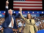 Minnesota Governor and Democratic vice presidential candidate Tim Walz (L) gestures alongside US Vice President and Democratic presidential candidate Kamala Harris during a campaign event at Desert Diamond Arena in Glendale, Arizona, on August 9, 2024. (Photo by Robyn Beck / AFP) Minnesota Governor and Democratic vice presidential candidate Tim Walz (L) gestures alongside US Vice President and Democratic presidential candidate Kamala Harris during a campaign event at Desert Diamond Arena in Glendale, Arizona, on August 9, 2024. (Photo by Robyn Beck / AFP)
