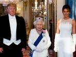 U.S. President Donald Trump, First Lady Melania Trump and Britain’s Queen Elizabeth pose at the State Banquet at Buckingham Palace in London, Britain June 3, 2019.(Doug Mills/Pool via REUTERS) U.S. President Donald Trump, First Lady Melania Trump and Britain’s Queen Elizabeth pose at the State Banquet at Buckingham Palace in London, Britain June 3, 2019.(Doug Mills/Pool via REUTERS)