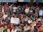 Students protest demanding justice in the murder of a woman postgraduate trainee doctor at RG Kar Medical College and Hospital in Kolkata. Students protest demanding justice in the murder of a woman postgraduate trainee doctor at RG Kar Medical College and Hospital in Kolkata.