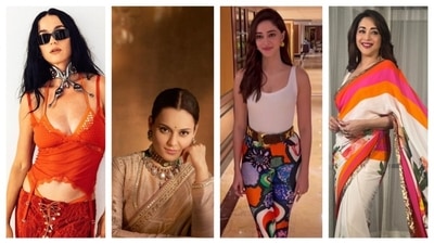 Today's round of best-dressed celebs will give you fashion inspiration for all your moods and occasions; from Kangana Ranaut exuding majestic charm, and Katy Perry in a futuristic ensemble, to Madhuri Dixit gracing us with her timeless elegance, and Ananya Pandey in a chic, abstract outfit. (Instagram) Today's round of best-dressed celebs will give you fashion inspiration for all your moods and occasions; from Kangana Ranaut exuding majestic charm, and Katy Perry in a futuristic ensemble, to Madhuri Dixit gracing us with her timeless elegance, and Ananya Pandey in a chic, abstract outfit. (Instagram)