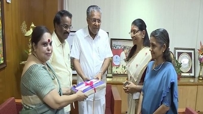 Justice Hema Committee members handing over the report to Chief Minister Pinarayi Vijayan (ANI) Justice Hema Committee members handing over the report to Chief Minister Pinarayi Vijayan (ANI)