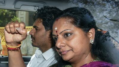 K Kavitha being produced in a Delhi court. (ANI/File) K Kavitha being produced in a Delhi court. (ANI/File)