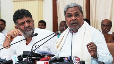 Karnataka Chief Minister Siddaramaiah addresses a press conference after a cabinet meeting over Governor Thaawarchand Gehlot's decision to grant sanction for the prosecution of the CM in the MUDA site allotment 'scam'. (PTI) (HT_PRINT) Karnataka Chief Minister Siddaramaiah addresses a press conference after a cabinet meeting over Governor Thaawarchand Gehlot's decision to grant sanction for the prosecution of the CM in the MUDA site allotment 'scam'. (PTI) (HT_PRINT)