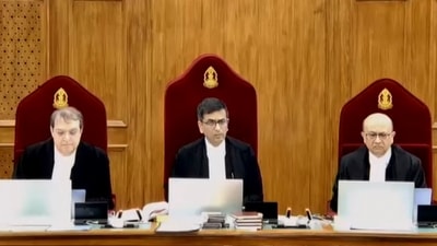 A bench comprising Chief Justice of India (CJI) DY Chandrachud, Justice JB Pardiwala and Justice Manoj Misra during hearing on a suo moto case related to the alleged sexual assault and murder of a postgraduate trainee doctor in Kolkata, at the Supreme Court in New Delhi, (PTI) A bench comprising Chief Justice of India (CJI) DY Chandrachud, Justice JB Pardiwala and Justice Manoj Misra during hearing on a suo moto case related to the alleged sexual assault and murder of a postgraduate trainee doctor in Kolkata, at the Supreme Court in New Delhi, (PTI)